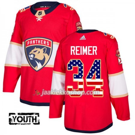 Lapsille NHL Florida Panthers Pelipaita James Reimer 34 Adidas 2017-2018 Punainen USA Flag Fashion Authentic
